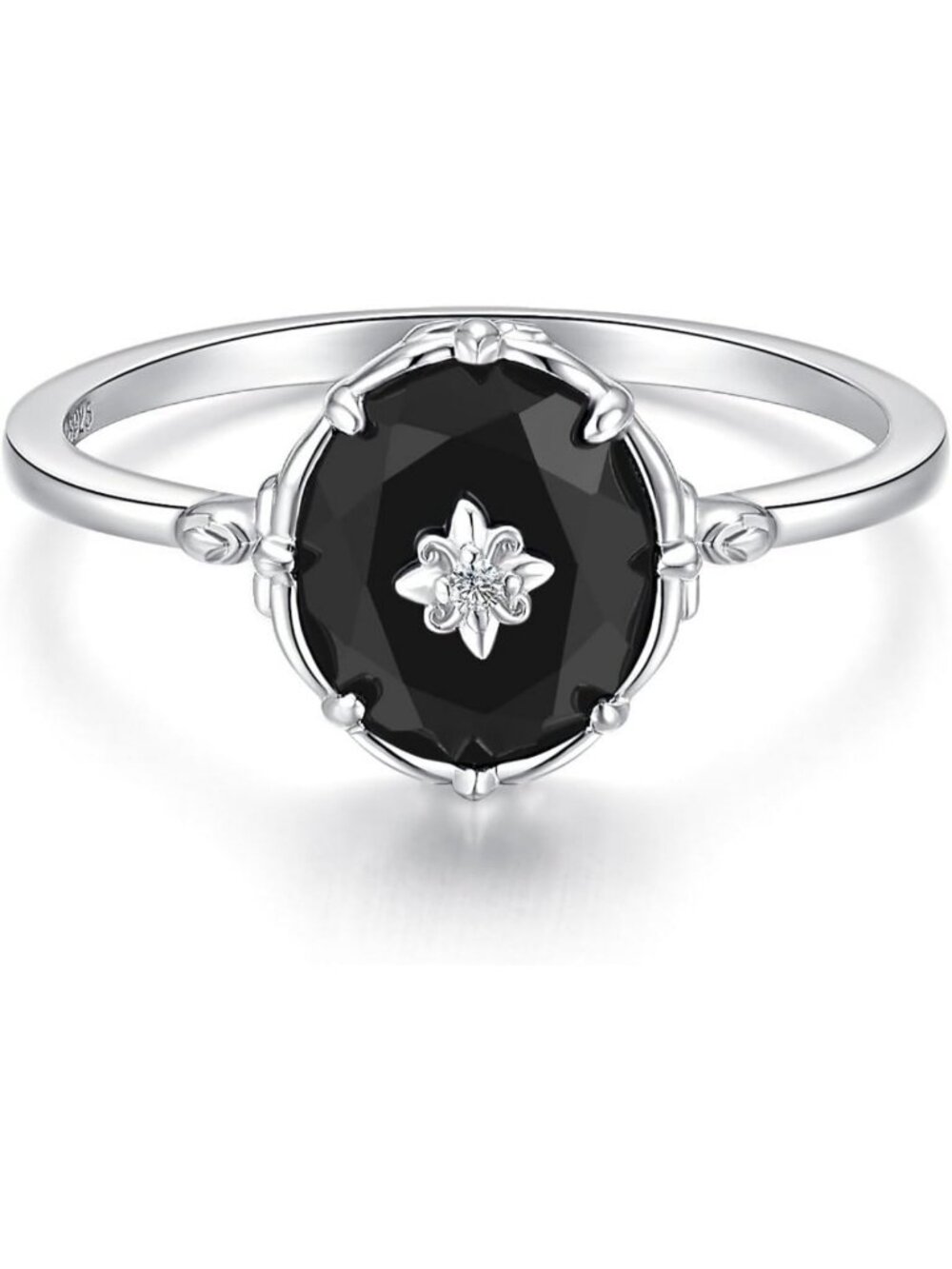 Vintage Black Onyx Engagement Ring - Gold Art Deco Solitaire Wedding Jewelry